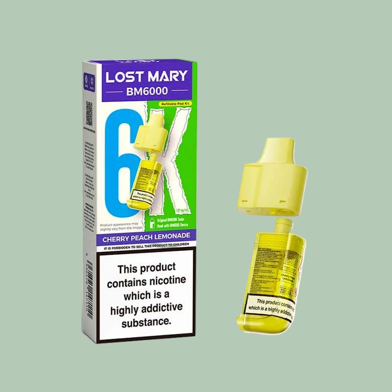 Lost mary bm6000 prefilled replacement pod cherry peach lemonade 20mg